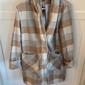 a new day Plaid Pea Coat in Beige and Cream